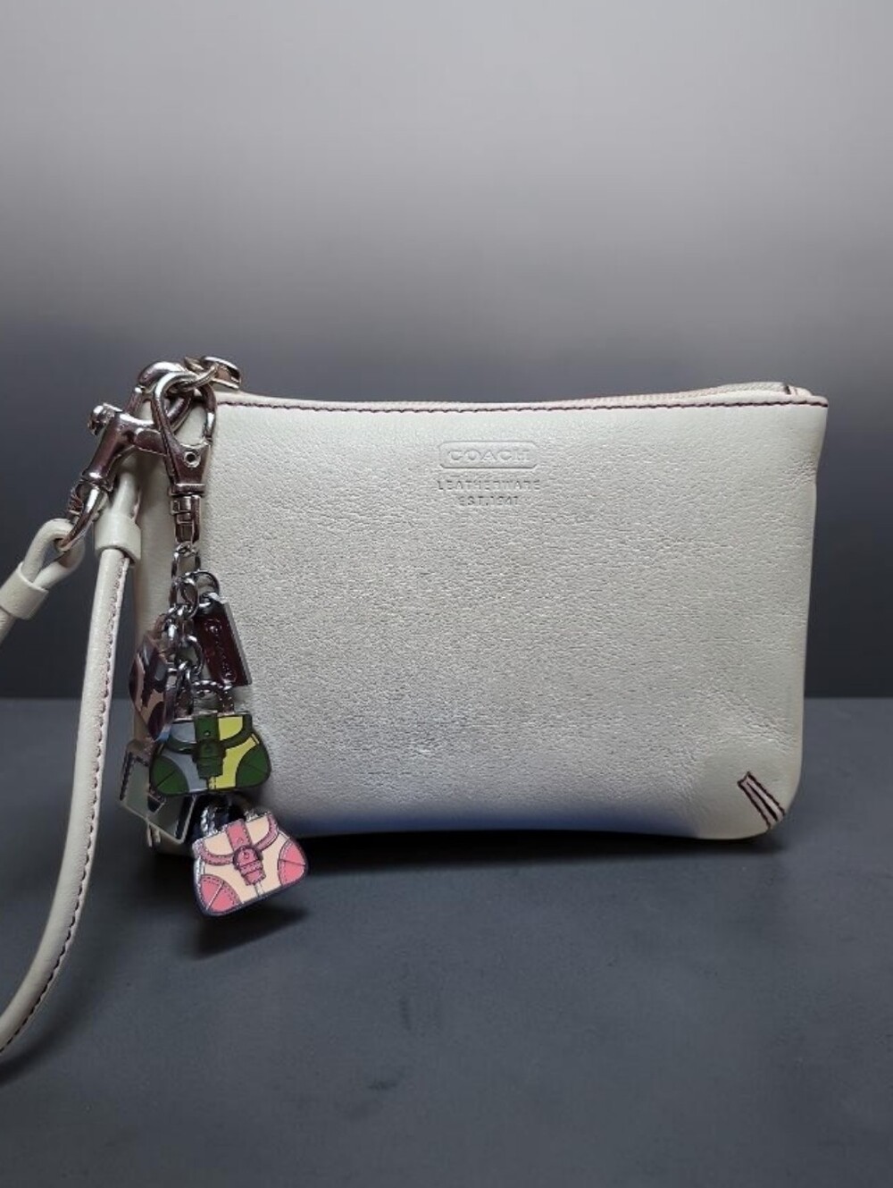 Coach Leather Wristlet With Coach Handbag Charm